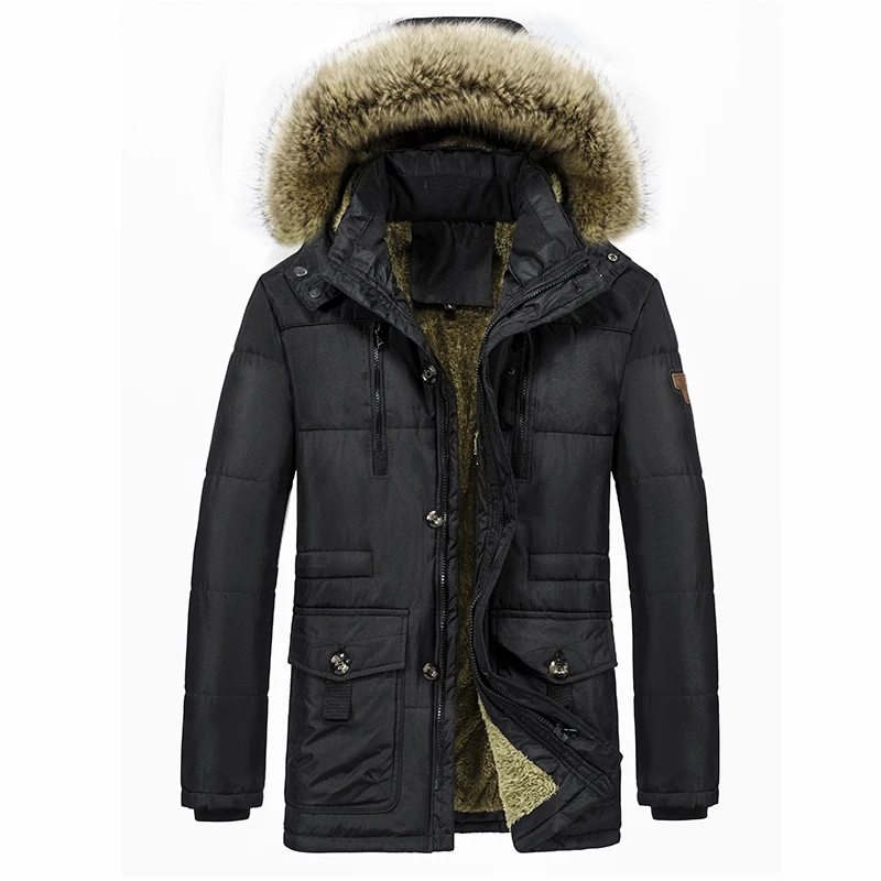 

Мужская куртка на флисе, с капюшоном, с несколькими карманами, длинная, теплая, Зимняя