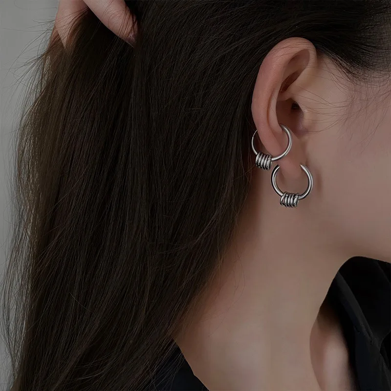 

Stainless Steel Hoop Earrings for Women Men Personalized Geometric Circles Earring Hip-hop Style Earrings Fashion Jewelry