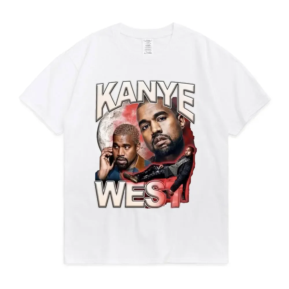 

Male Retro Tees Men's Streetwear Kanye West Yeezy T-shirt Women's Blouse Hip Hop 90s Vintage Clothes Rapper Fan Short Sleeve Top