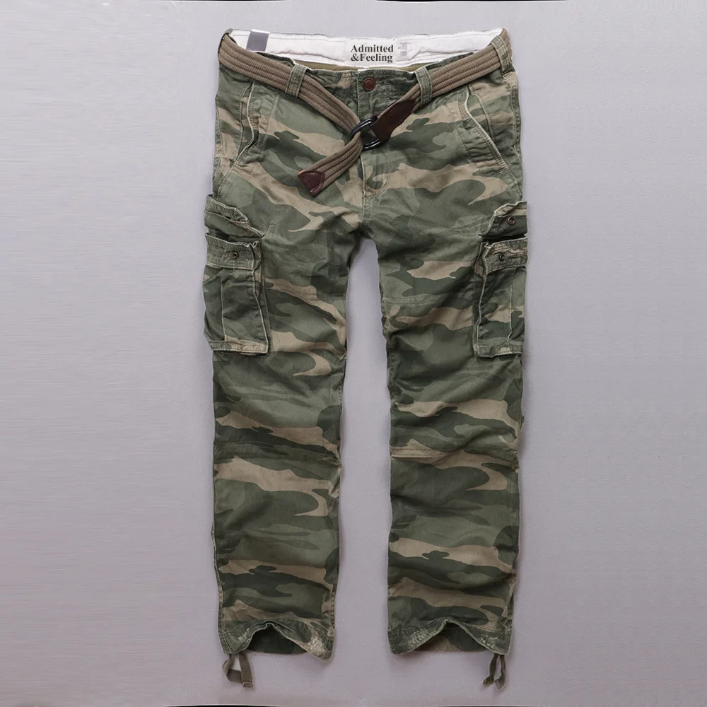 

Men's Cotton Cargo Pants Military Tactical Multi-Pockets Camouflage Pants Casual Outdoor Men Pants Plus Size Loose Trousers