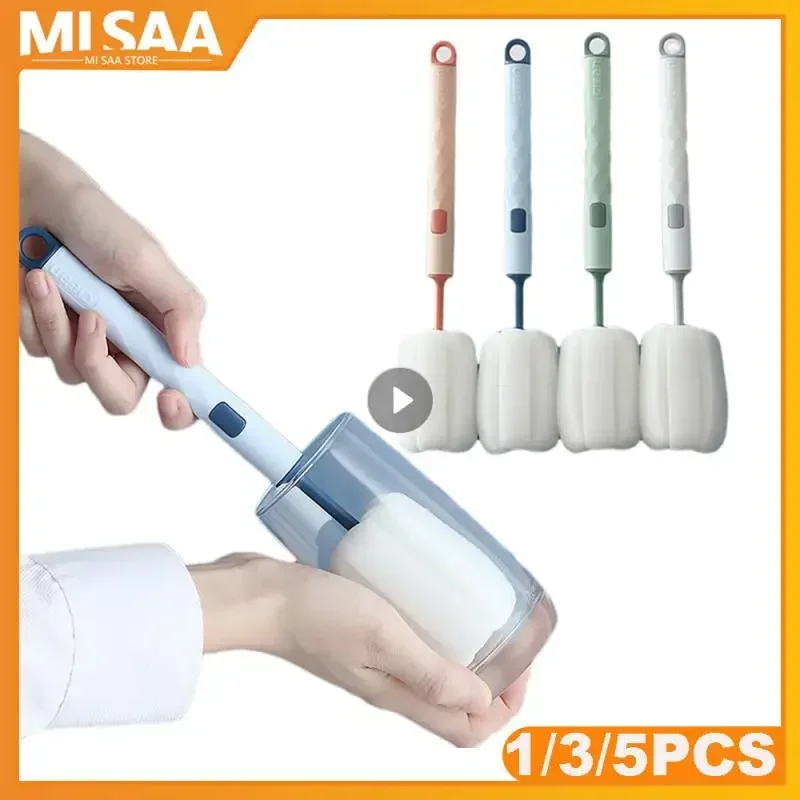 Съемная губчатая щетка для бутылок домашняя чистки с очками кофейных чашек и чая