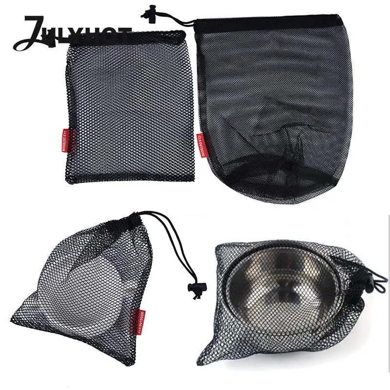 

Durable Nylon Mesh Drawstring Bag Multi Purpose Outdoor Travel Stuff Sack Storage Bag Camping Bottle Pot Pan Carrier Pouch