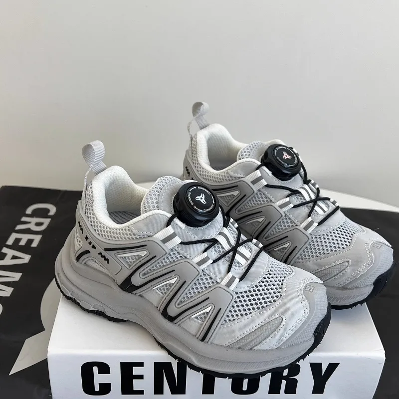 

Boy Shoes 2023 Summer New Girls' Mesh Surface Clunky Sneakers Breathable Casual Shoes Rotating Button Children's Sneakers