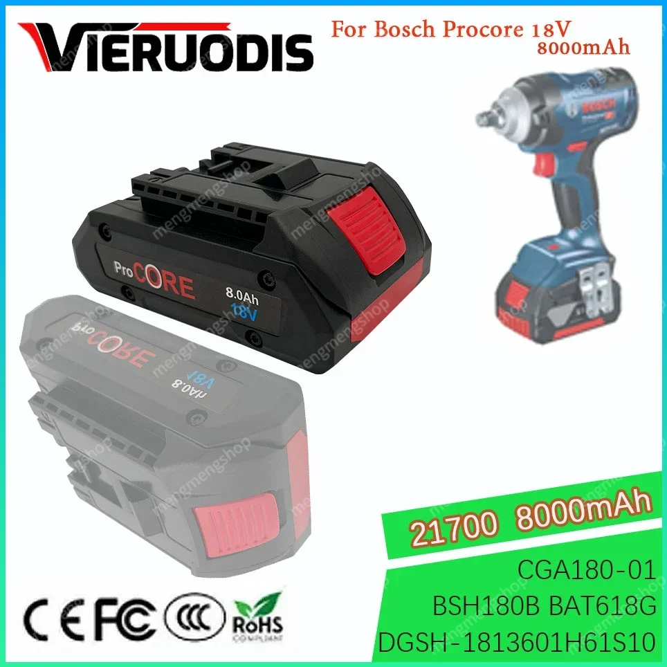 Фото Литий-ионный аккумулятор Procore1600A016GB, 18 в, 6000 мА/ч, 8000 мА/ч, для Bosch, 18-вольтовая Беспроводная Дрель PowerTool, сверло с 21700 встроенными элементами №1