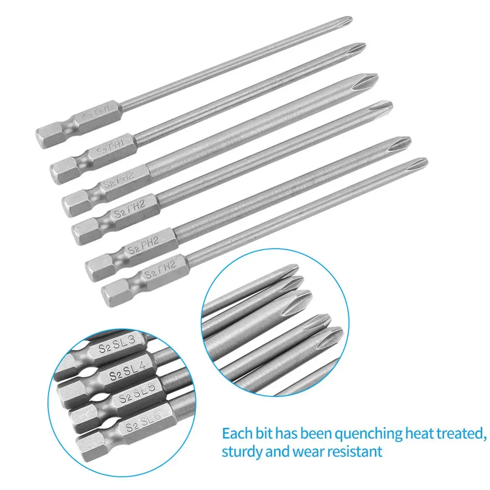 

10 шт./компл. 100 мм легированная сталь S2 шлицевые отвертки биты прямая поперечная головка партии ручные инструменты