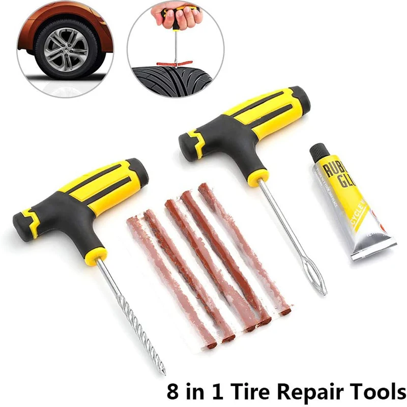 

Набор инструментов для ремонта автомобильных шин с резиновыми полосками, набор бескамерных проколов для шин для грузовиков и мотоциклов