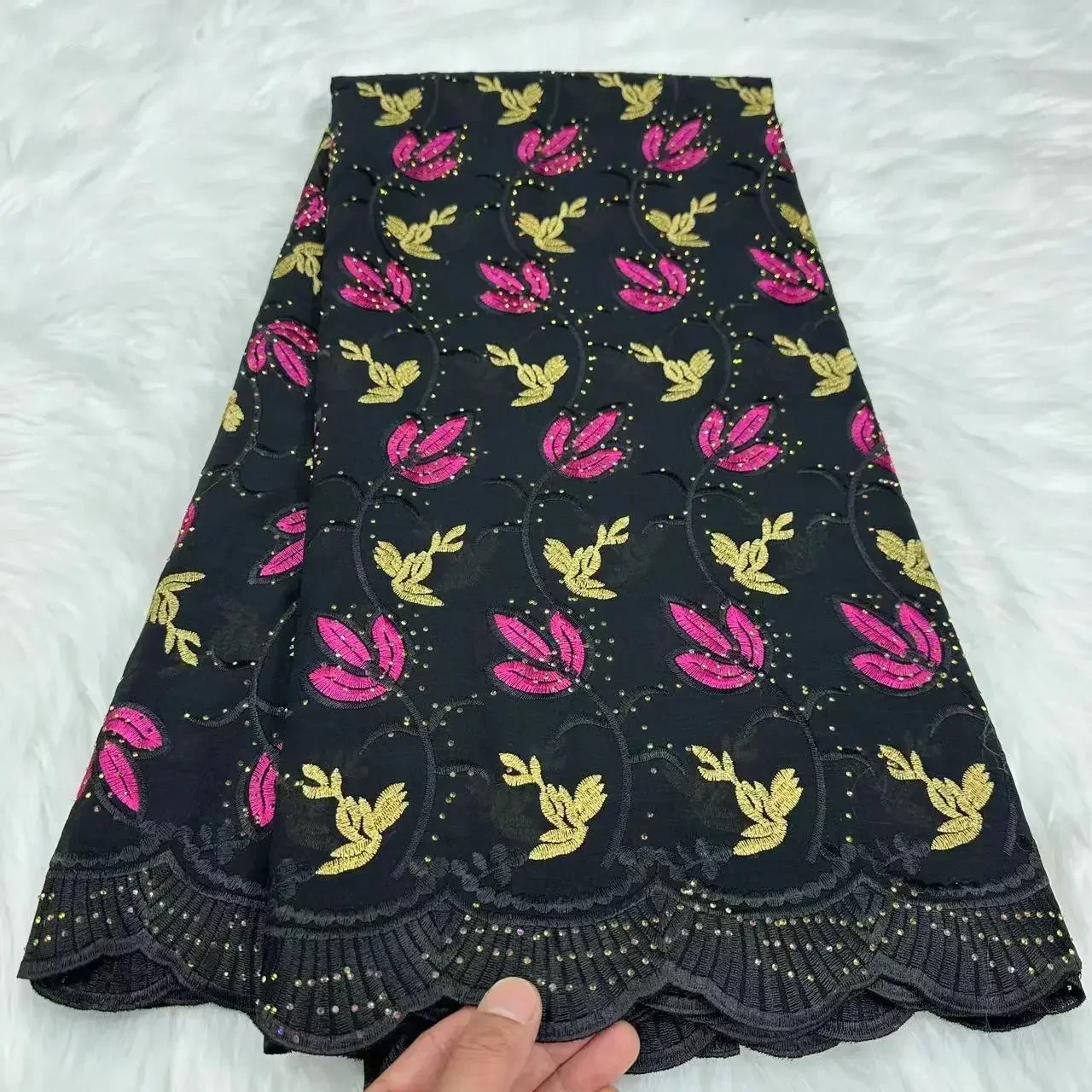 Новейшие желтые камни Африканский хлопок австрийская кружевная ткань 2024 высокое