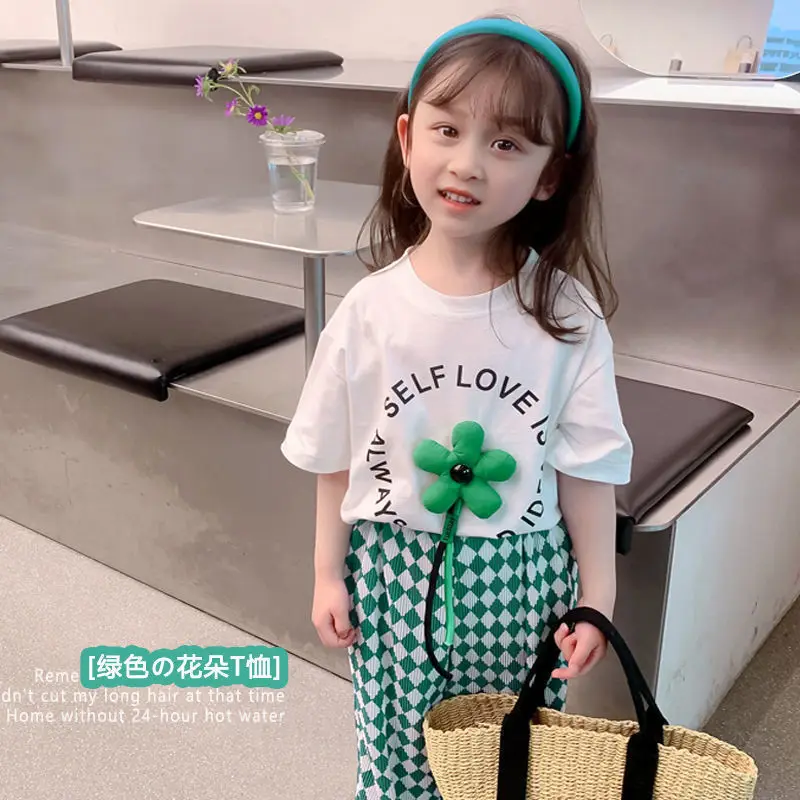 

Летние длинные брюки, футболка, комплект детской одежды, школьная форма для девочек, комплект из 2 предметов, детские костюмы для подростков