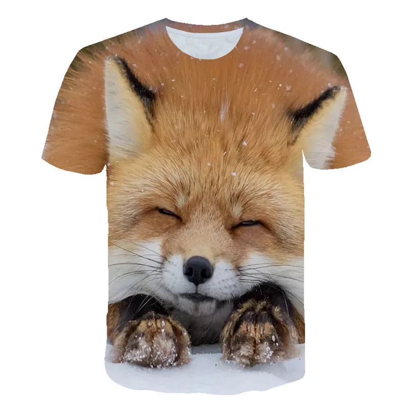 

Модные повседневные мужские футболки с изображением милой лисы в стиле Харадзюку, футболка с коротким рукавом, футболка с изображением охо...