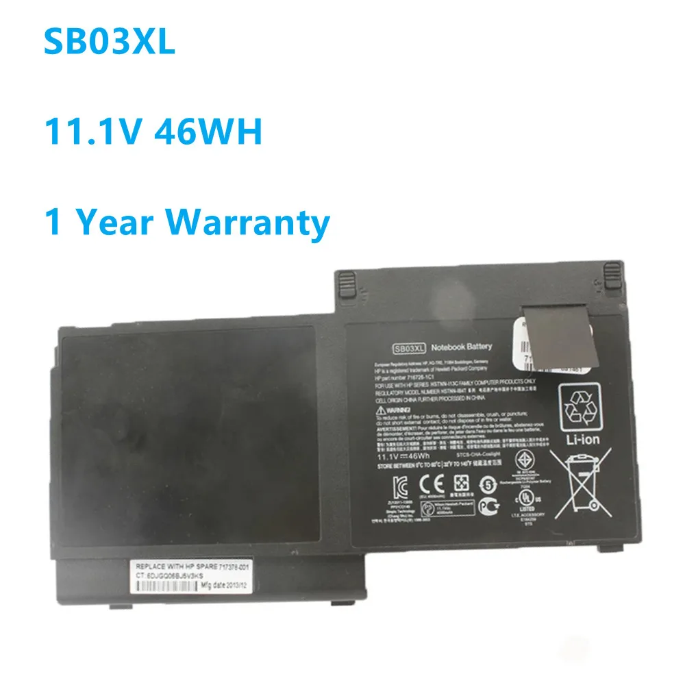 SB03XL 11 1 В 46 Втч Аккумулятор для HP EliteBook 820 720 725 G1 G2 искусственная фотография SB03046XL