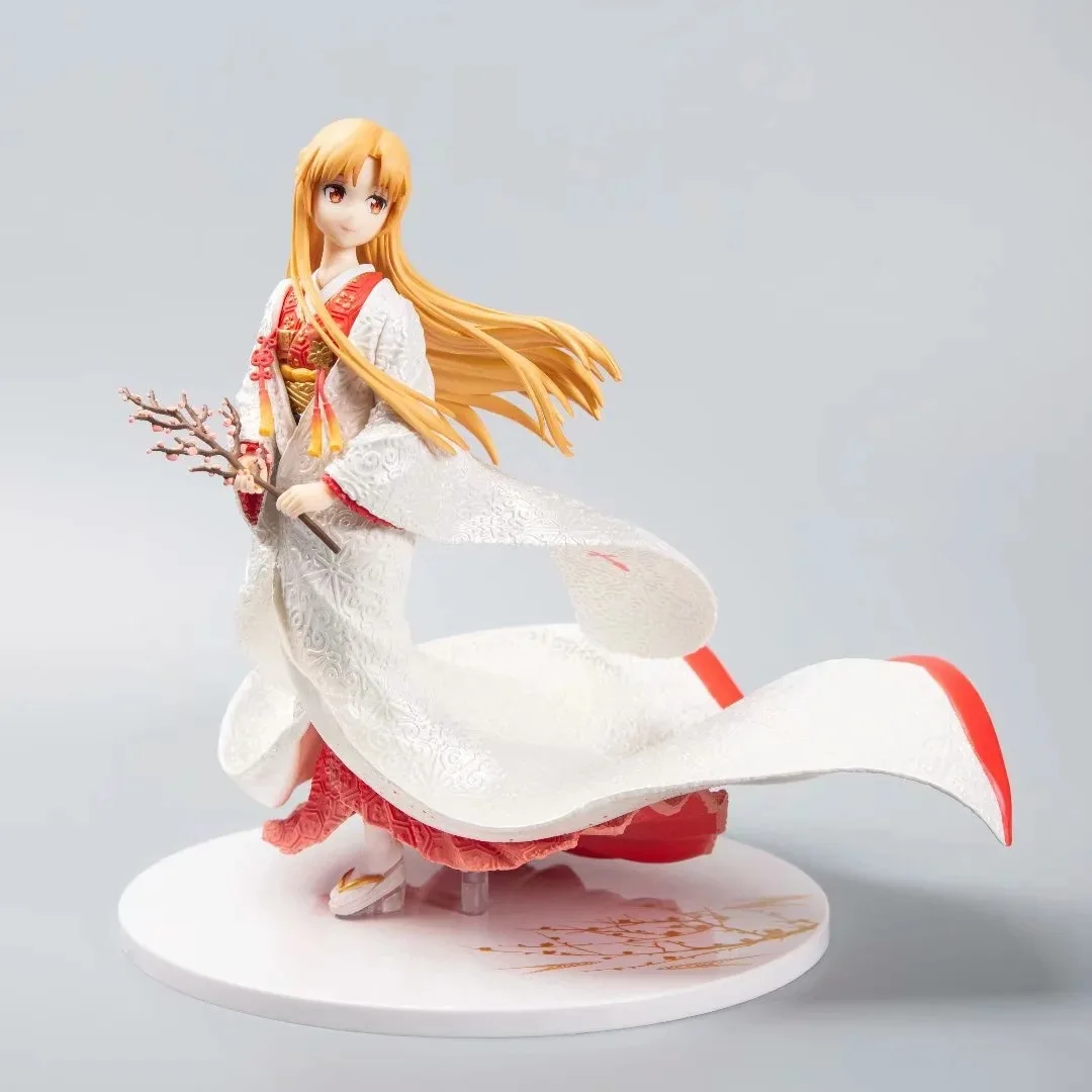 

Anime Sword Art Online Asuna White Kimono PVC Action Figure Collectible Model Doll Toy 25cm