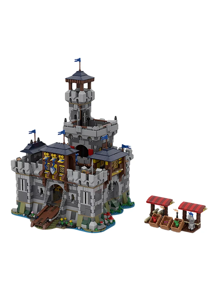

MOC-80329 Medieval Castle Building Block Set Heroic Warrior Defend Retro Progressive 3-Tier Castle Kids Christmas Best Gift