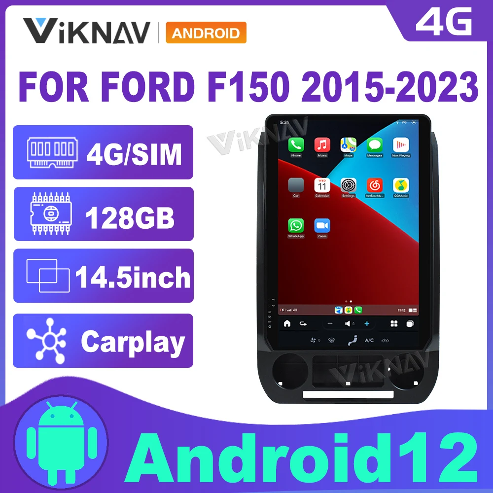 

Автомобильное радио с сенсорным экраном 14,5 дюйма для Ford F150 2015-2023 Android GPS Авторадио мультимедийный видеоплеер