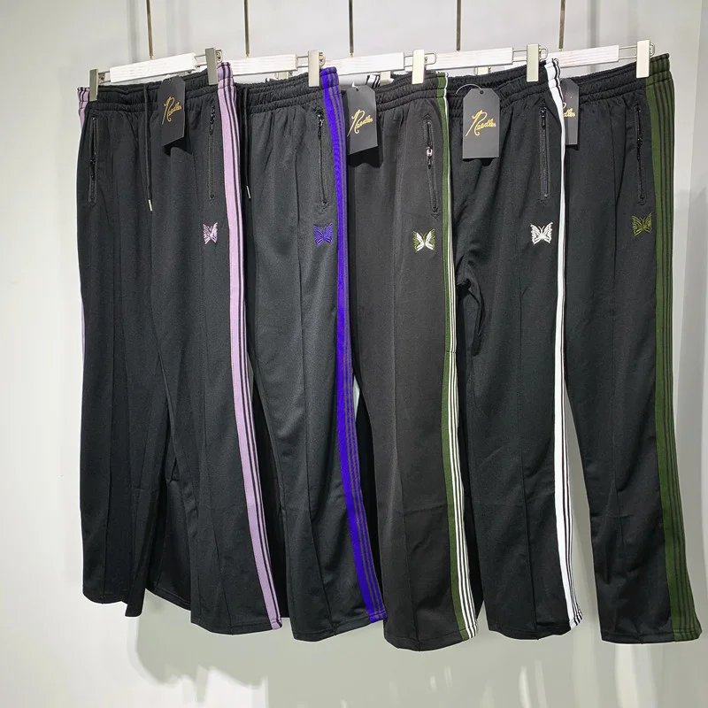 

Top Quality AWGE Needles Sweatpants Men Women Multi Color Stripes Butterfly Embroidered Pants Trousers