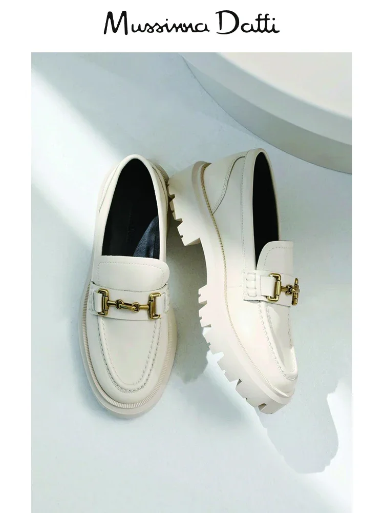 Женские мокасины на платформе Murrinna лоферы из коровьей кожи с металлической