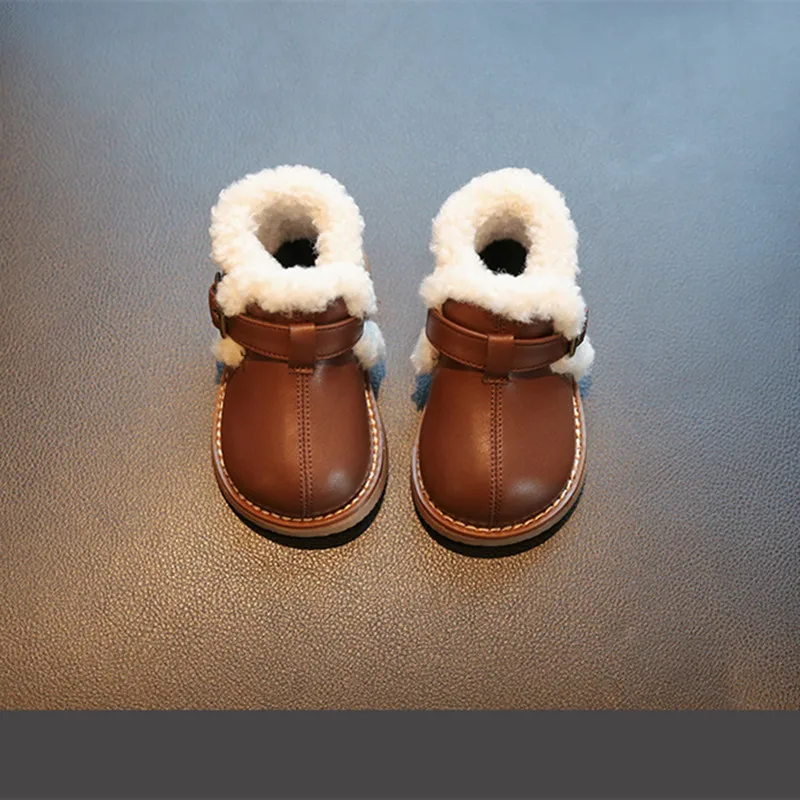 

Детская обувь в стиле INS из искусственной кожи, плюшевая утолщенная мягкая подошва, детская прогулочная обувь, зимние и осенние теплые ботинки, детская одежда для ног