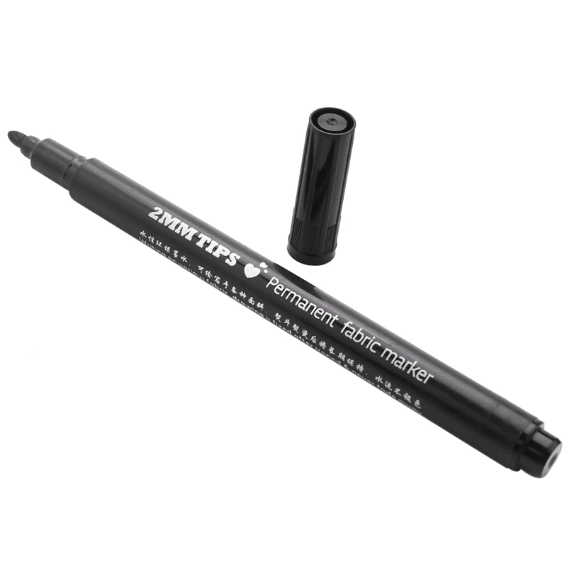 2 X Fabric Marker Pens Permanent Colors For DIY Textile Clothes T-Shirt Shoes Black |