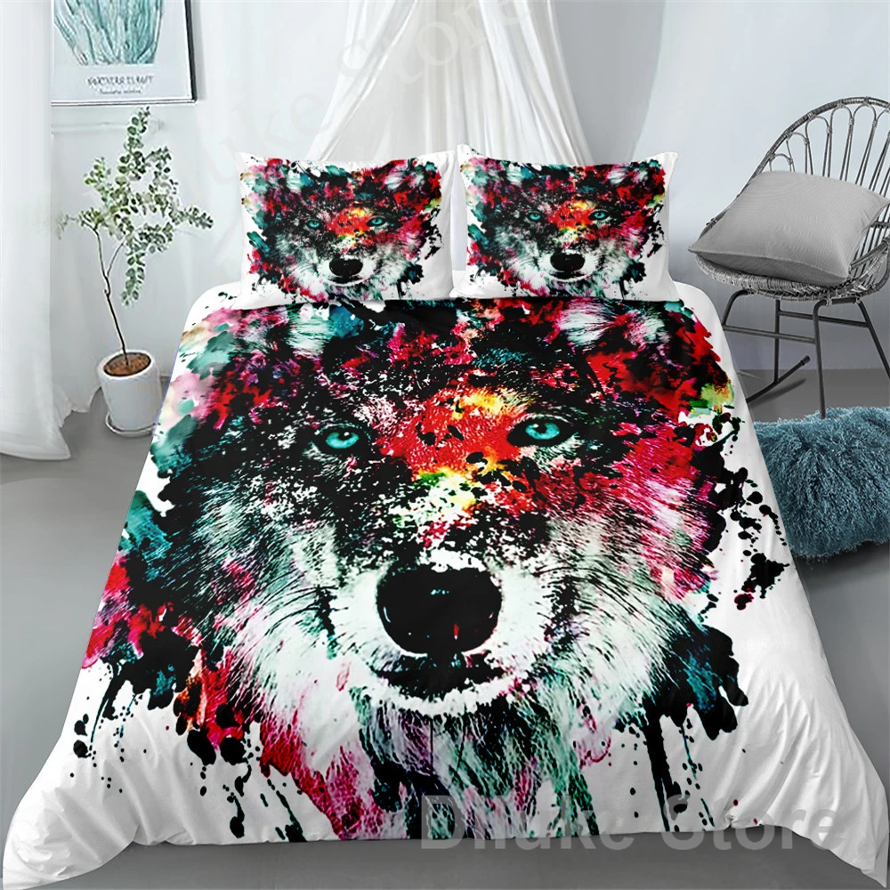 

Love Wolf Bedding Set Duvet Cover Set 3d Bedding Digital Printing Bed Linen Queen Size Bedding Set Fashion Design