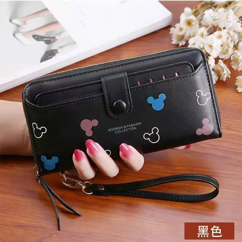 

Disney new Mickey cartoon pu ladies long hand holding large-capacity card holder girl fashion hand holding mobile phone bag