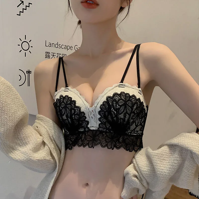 

Sexy Bra Female Underwear No Wire Support Push Up Bra Girl Backless Small Chest Gather Bralette for Women Bra With Lace Lingerie