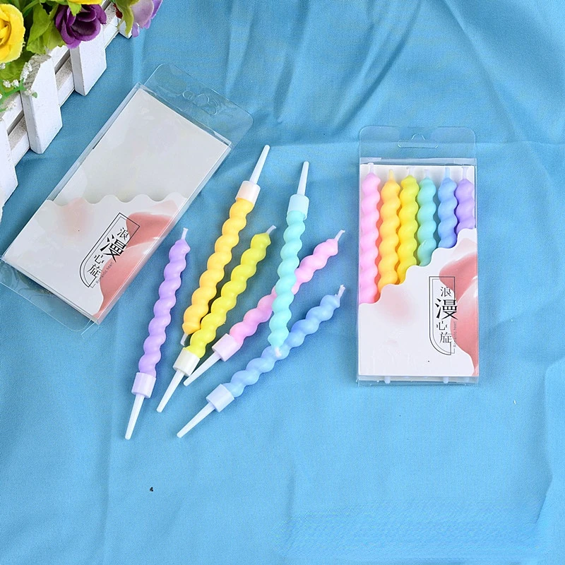 6 шт./компл. цветные свечи для дня рождения с подставкой торта товары вечерние