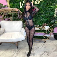 new arrival sexy women suits mesh see through jumpsuit party wear night sexy clubwear with t back underwear for sale