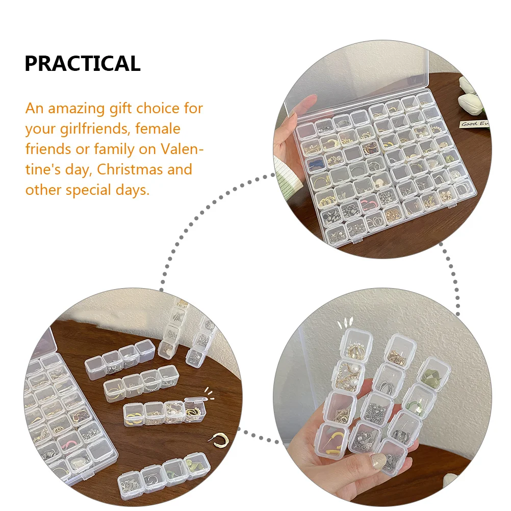 Box Organizer Bead Containers Jewelry Storage Clear Beads Mini Earring Case Dividers Rhinestone Holder Transparent Bracelets