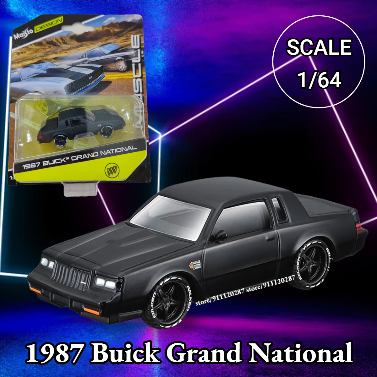 

Maisto 1:64 Mini Vintage Car Model, 1987 Buick Grand National Scale Miniature Diecast Vehicle Collection Toy for Boy
