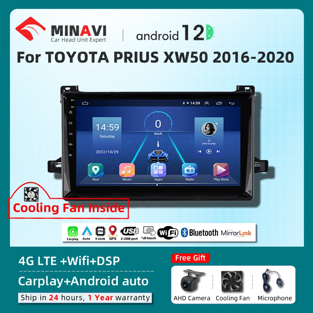 

9 "Android плеер для TOYOTA PRIUS XW50 2016 2017 2018 2019 2020 Carplay автомобильное радио стерео Мультимедиа DVD GPS навигация