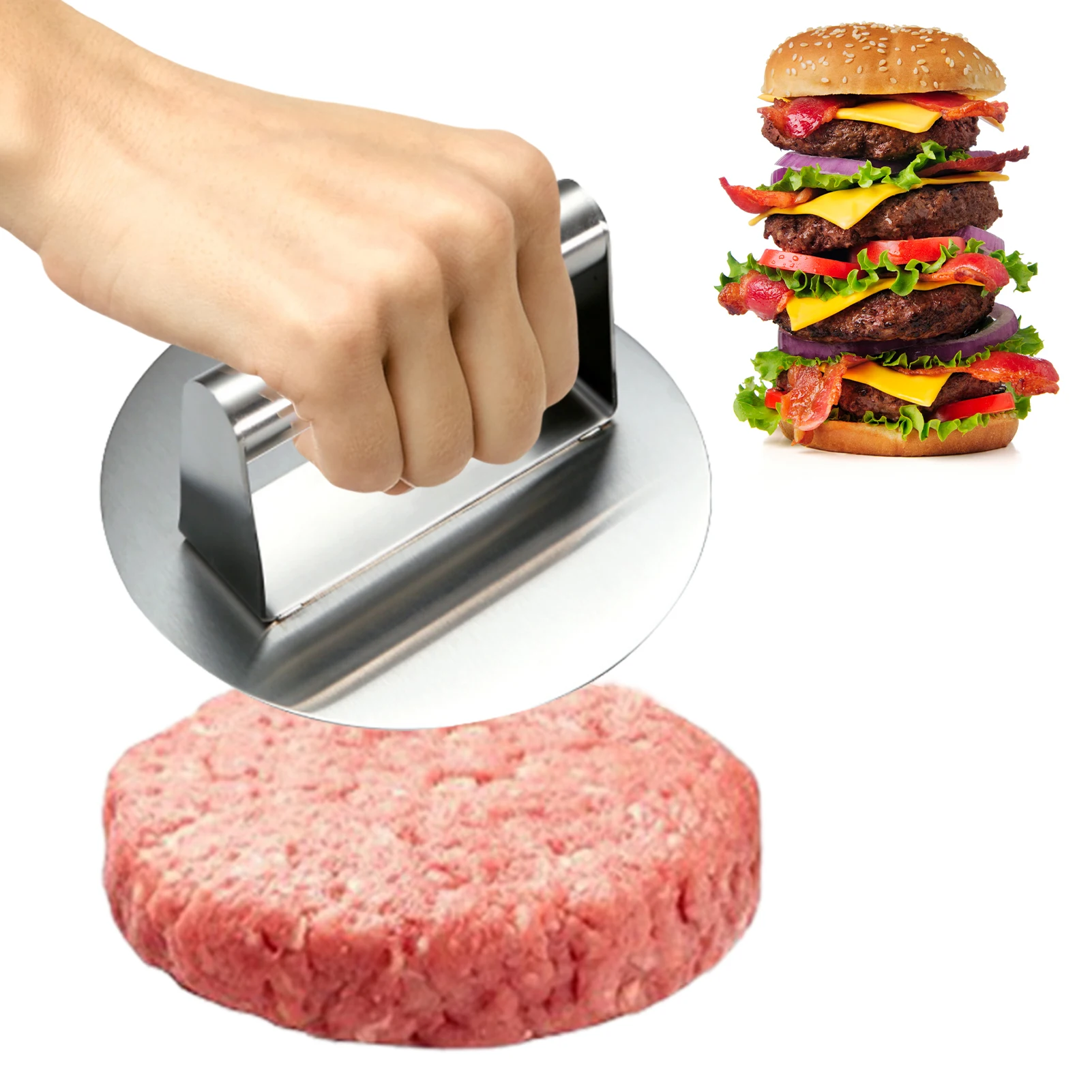 

Smash Burger Hamburger Press Patty Maker For Griddle 5.31'Cooking Press Burger Smasher Stainless Steel Non-stick Meat Smasher