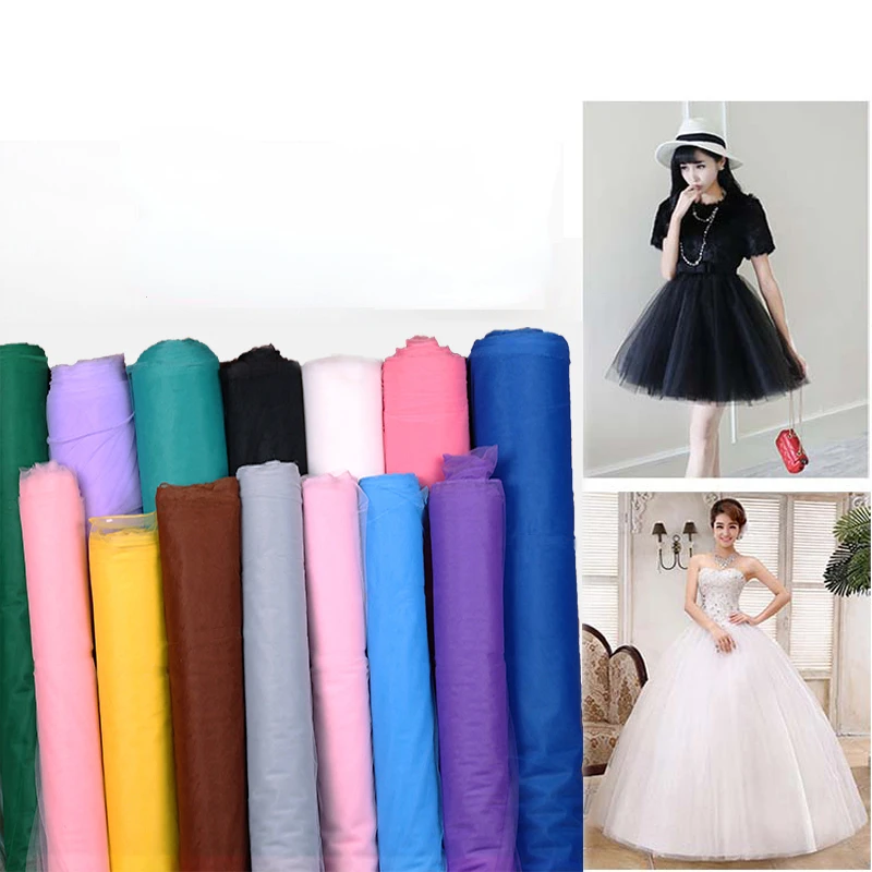 25 Colors Fresh Tulle Net Fabric Middle Hard Dress Decoration Skirt Hemline Cloth Veil Headdress Designer DIY Fabric Materials