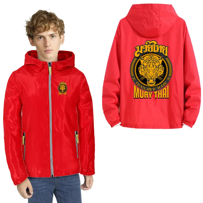 Мужская тонкая ветровка muay thai tiger Тайланд тигр Муай Тай с логотипом куртка на