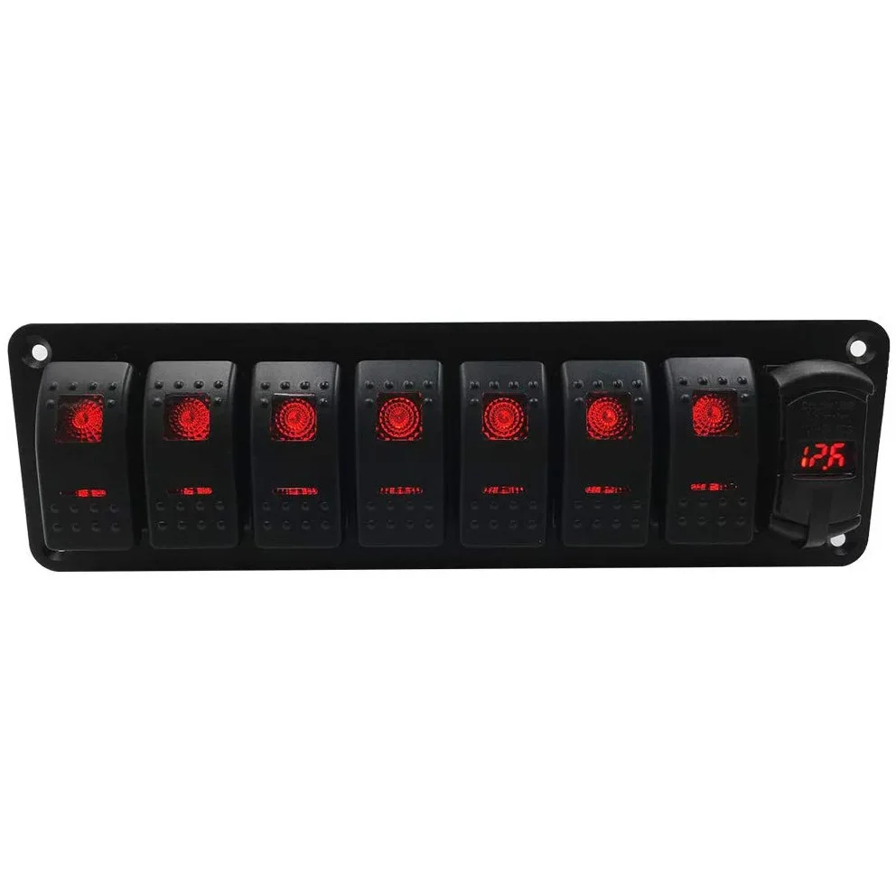 

Панель переключателей 24 В, 12 В, 7 кнопок, тумблер автомобильного освещения, вольтметр, USB-зарядное устройство, аксессуары для лодки, морского грузовика, прицепа, каравана