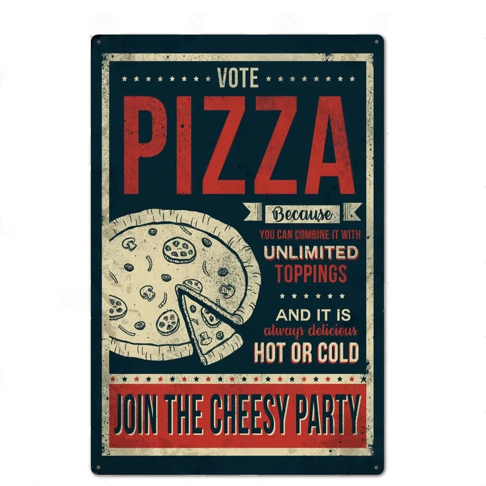 Металлический знак для пиццы винтажный фотографический декор стен в стиле ретро