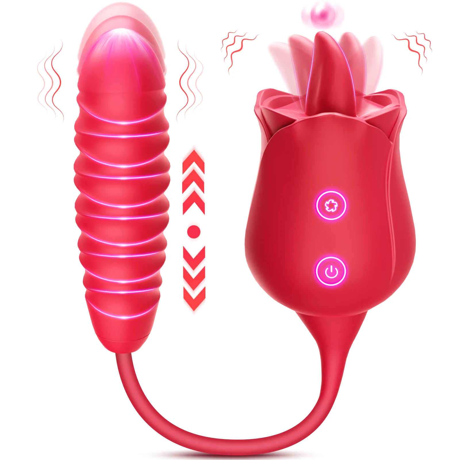 

Metoy Double Heads Thrusting Rose Best Vibrators With Dildo Sex Toys For Women Clitoris Sucking Stimulation Female Masturbator