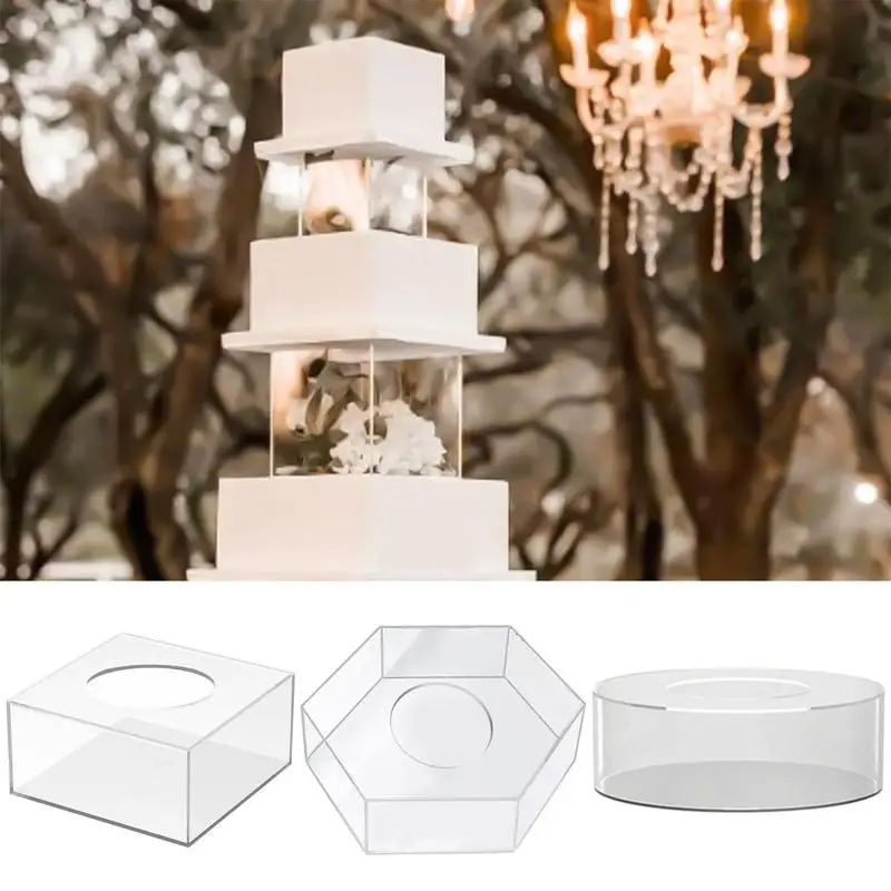 Acrylic Cake Stand Acrylic Display Board Square Round Cake Edge Crystal Dessert Display Pedestal Cupcake Baking Stand Tools