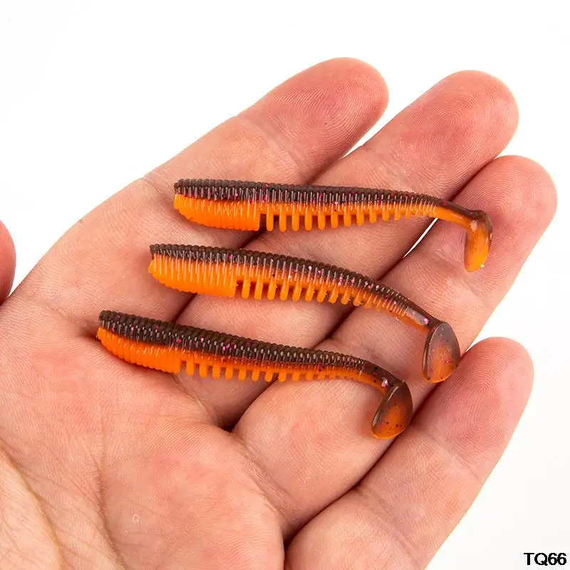 

20 PCS Supercontinent Soft Lures 50mm Baits Fishing Lure Double Color Silicone Bait T Tail Wobblers
