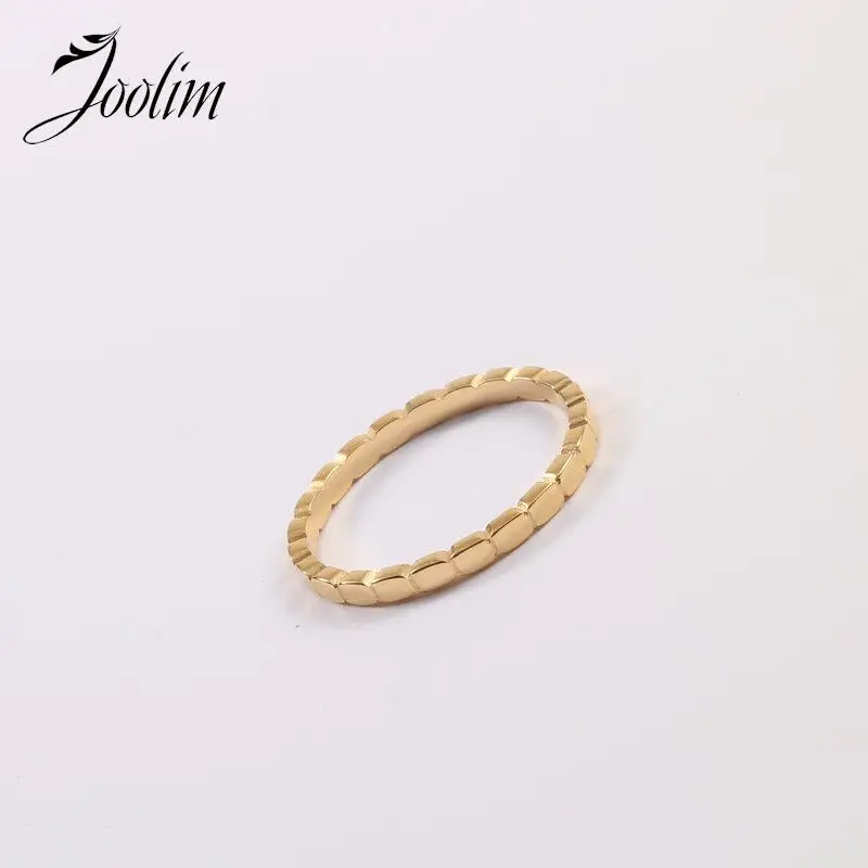 

Joolim Jewelry High End Gold Finish Waterproof&Tarnish Free Versatile Daity Small Polka Dot Stainless Steel Rings for Women