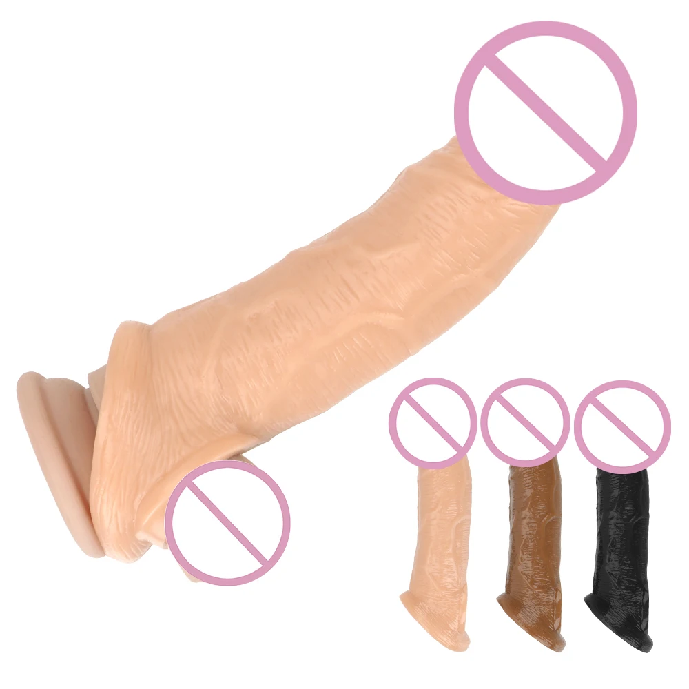 

OLO Enlargement Cock Enlarger Penis Sleeve Extender Male Gay Sheath Delay Realistic Penis Condom Toy Extention Sex Toys For Men