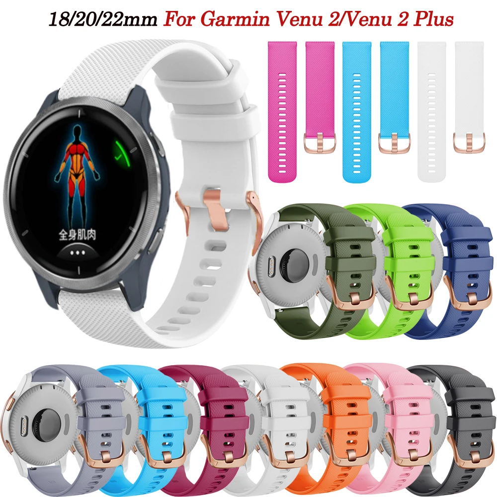 

18/20/22MM Smartwatch Strap For Garmin Venu 2 2S/Vivoactive 3 3S/4 4S Silicone Wristband For Venu2 Plus/745 245 Bracelet Correa