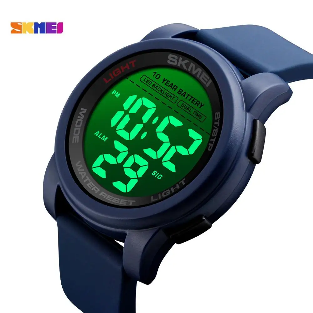 

Часы наручные SKMEI мужские светодиодные, спортивные водонепроницаемые с подсветильник кой, с 2 часовыми поясами, в японском стиле, электронны...