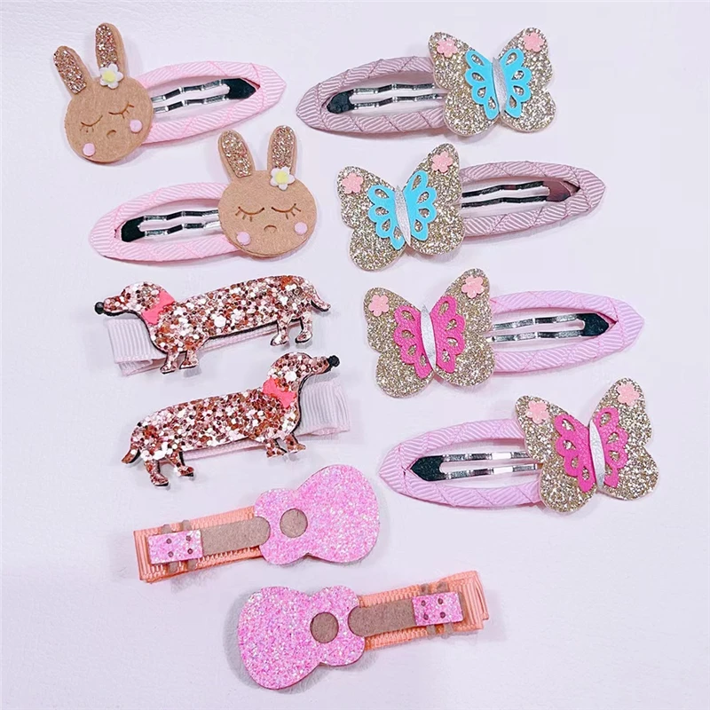 

10Pair/Lot Korean Kawaii Glitter Hairpins for Girls Cartoon Butterfly Rabbit Sparkling Hair Clips Kids Headwear Hair Accessories