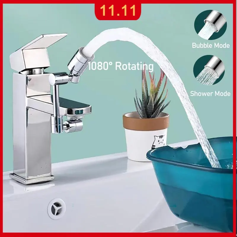 

1080° Universal Extension Faucet Aerator Washbasin Tap Extension Splash Filter Faucet Spray Head Kitchen Bathroom Accessories