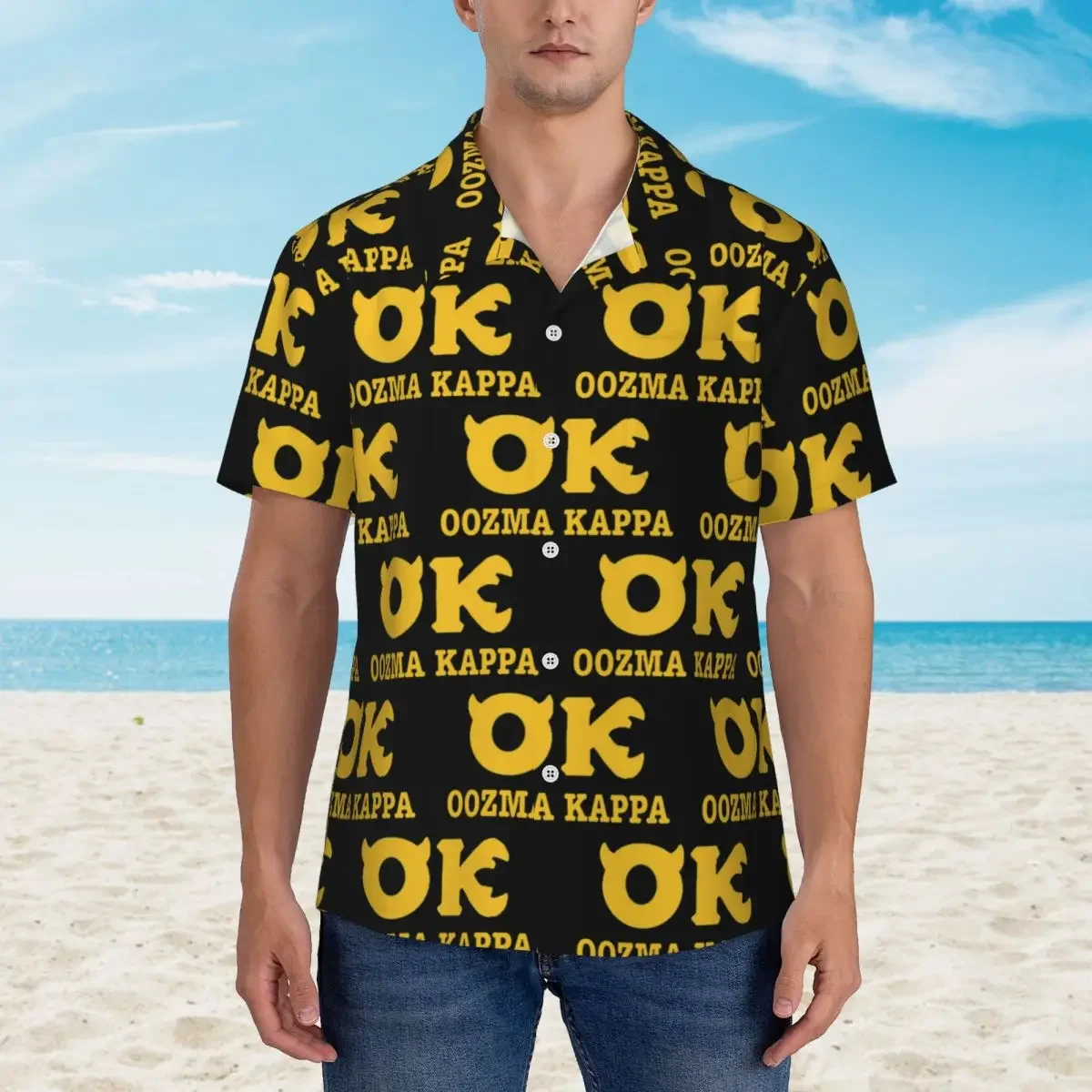 Фото Модные гавайские рубашки Squishy Oozma Kappa OK, модные мужские рубашки с короткими рукавами для лета и пляжа, мужские рубашки на пуговицах №4