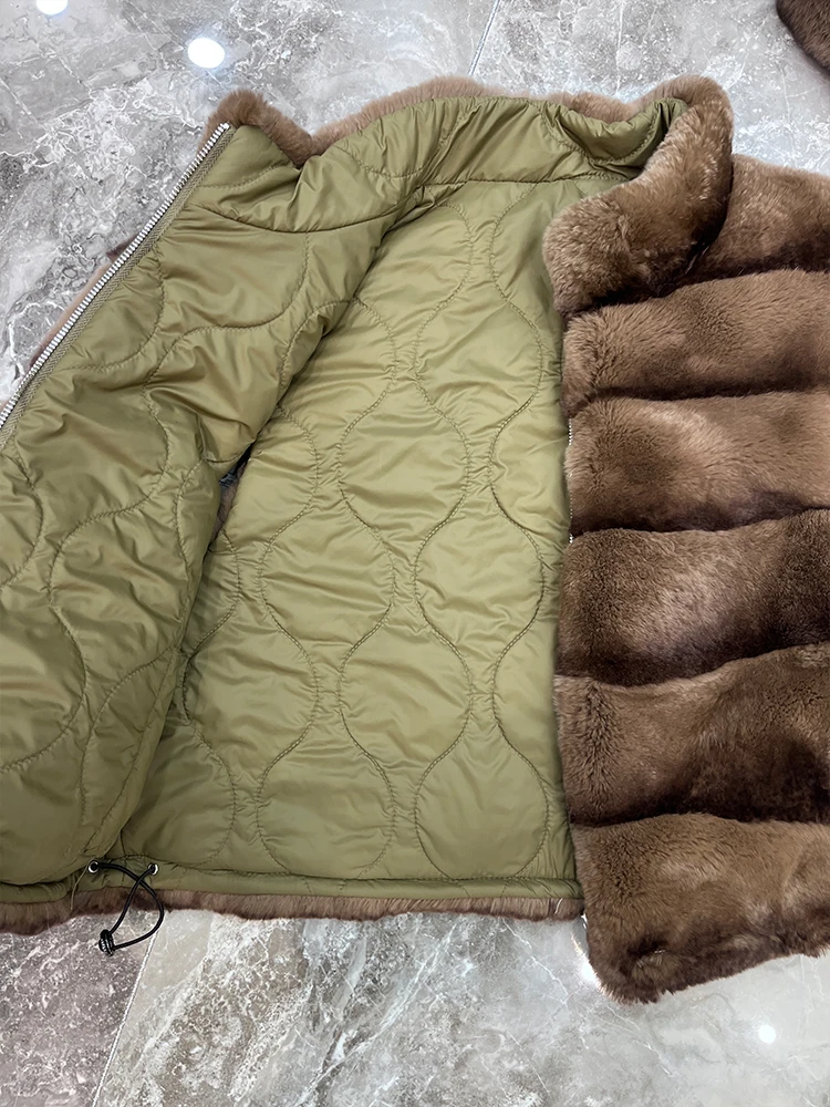 Новое осенне-зимнее теплое женское пальто жилет из натурального кроличьего меха