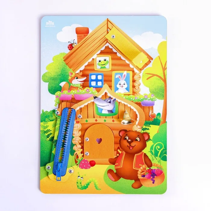 Бизиборд по мотивам русской народной сказки Теремок Лесная мастерская |