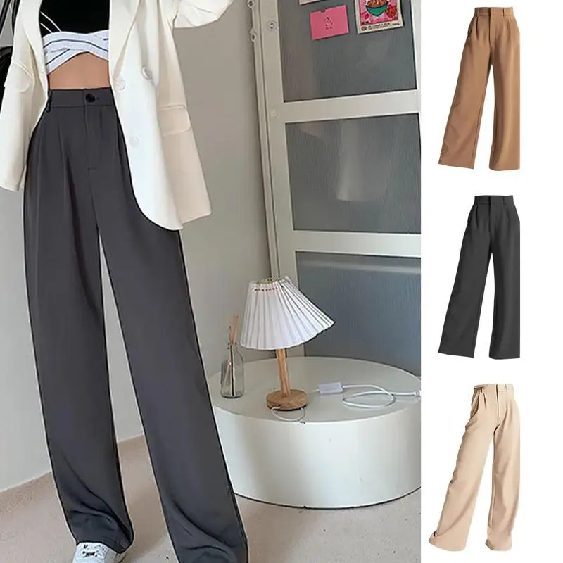 

Wide Leg Pants for Women High Waist Women's Casual Button Straight Trousers Suitable for Loungewear Going Out Club Casual