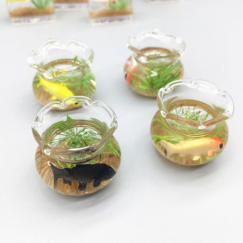 

1Pc Dollhouse Miniature Glass Fish Tank Bowl Aquarium Doll House Home Ornament Toy Dollhouse Decor accessories miniatures