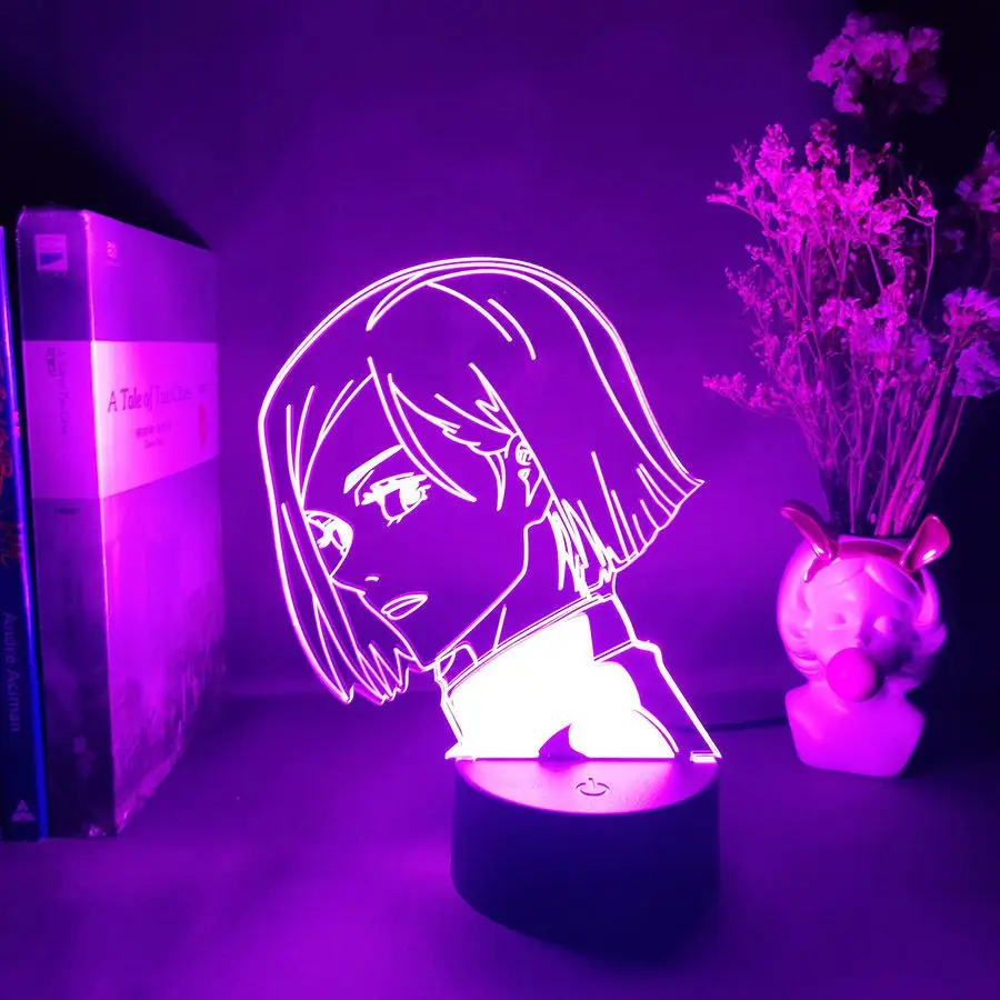 

3D иллюзия юютсу Kaisen, искусственная ночь, манга, аниме кугисаки нобара, фанаты, креативные подарки для детей, настольные лампы, цветные RGB-вспышки