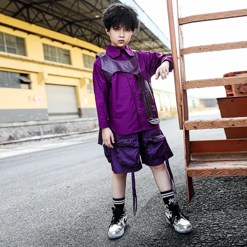 

Костюм одежды в стиле хип-хоп для мальчиков, рабочая одежда, жилет, одежда для выступлений в стиле хип-хоп, детская модная одежда в стиле хип-...